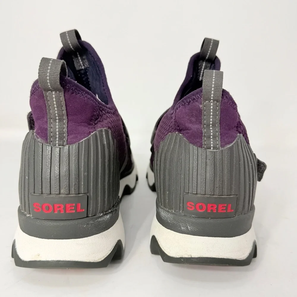Sorel Kinetic Sneak Purple Grey Scalloped Sole Sneakers NL3374-506 Womens 8.5